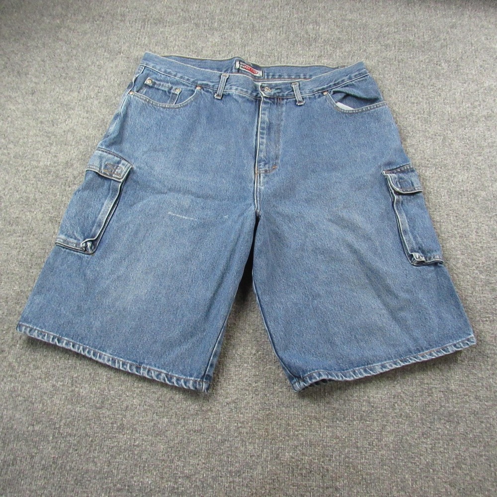 Silver Point Cargo Shorts Mens 38 No Tag Denim Baggy Y2K Skater Utility Workwear